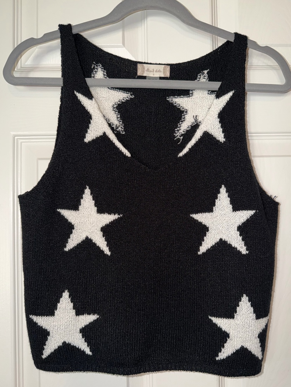 Altar'd State Black and White Star Knit Tank Sweater